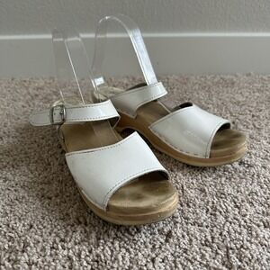 Sven Clog Master Clogs Womens EU 39 White Patent Leather Shoes Wooden Mary Jane